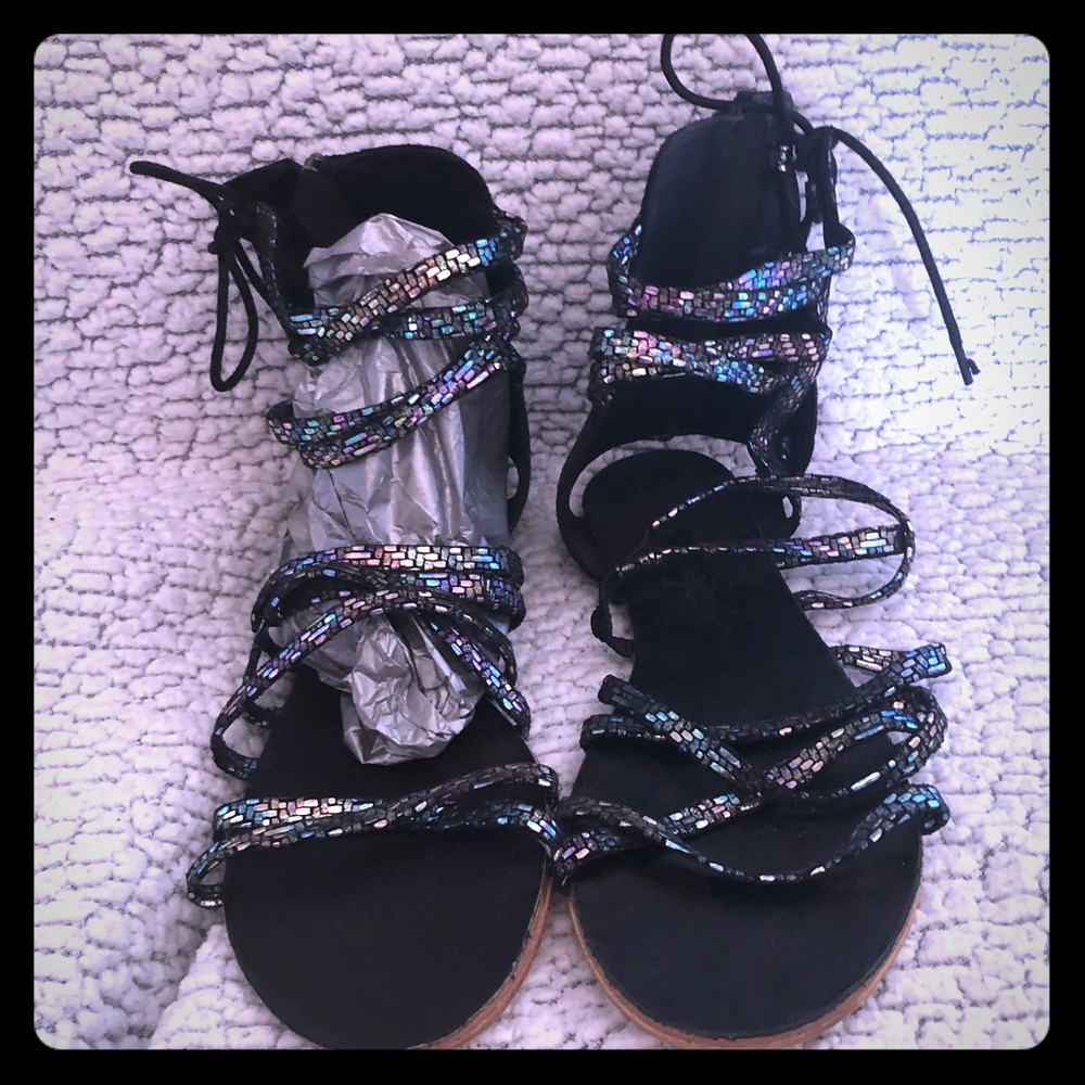 Free People black/multi metallic gladiator sandal